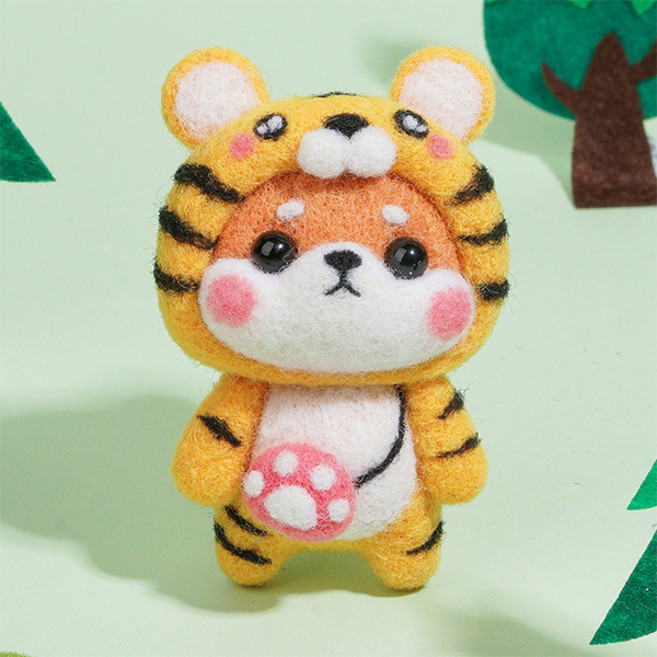 심플라인 양모펠트 DIY 키트 시바견 패밀리, 1개, 호랑이
