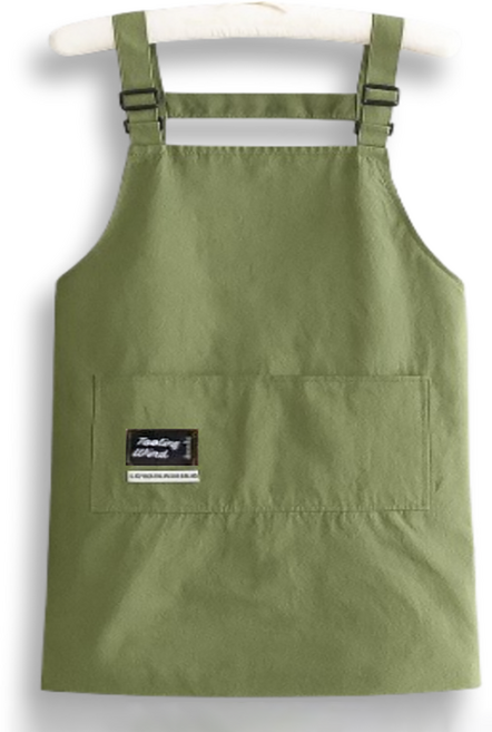 요모픽 심플 스트랩포켓 방수 앞치마 롱, 카키, 1개