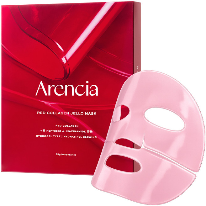Arencia 紅色膠原蛋白果凍面膜, 1個, 4入
