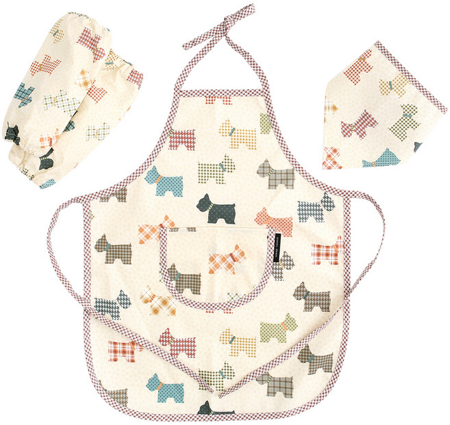 코니아일랜드 유아용 순면 앞치마 + 토시 + 두건 세트