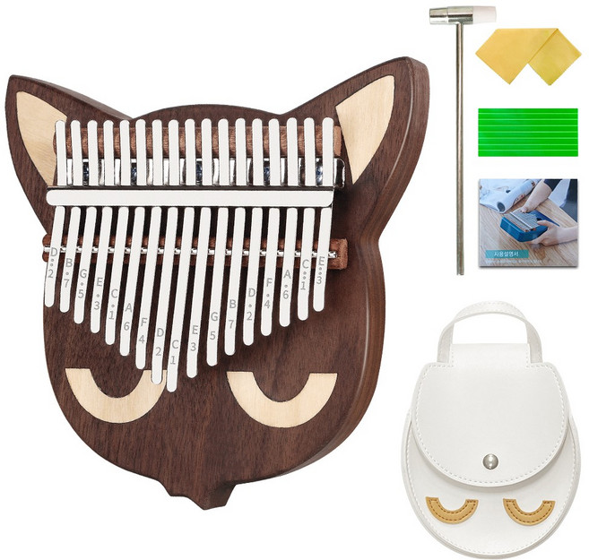 바이라 블랙월넛 고양이 17음계 칼림바 + 전용케이스 세트 BKB20, 단품, 1개