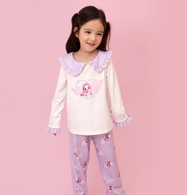 프리미에팜 아동용 캐치 티니핑 오로라핑 카라 피치스판 9부 잠옷 상하의 세트 VI