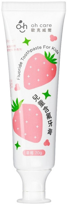 oh care 歐克威爾 兒童含氟牙膏 草莓, 70g, 1條