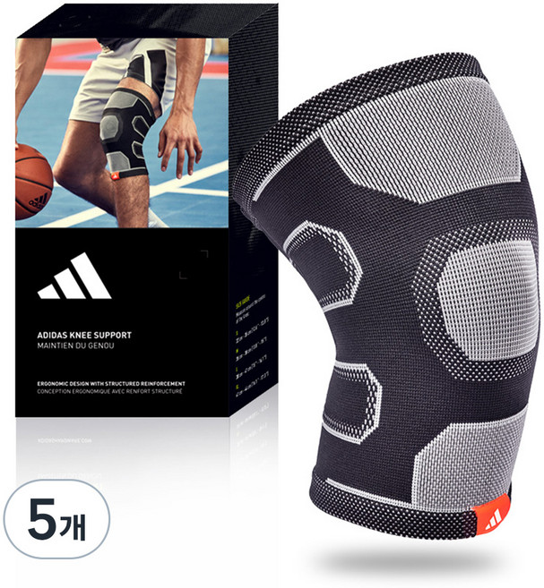 아디다스피트니스 에센셜 무릎 보호대, 5개, 블랙