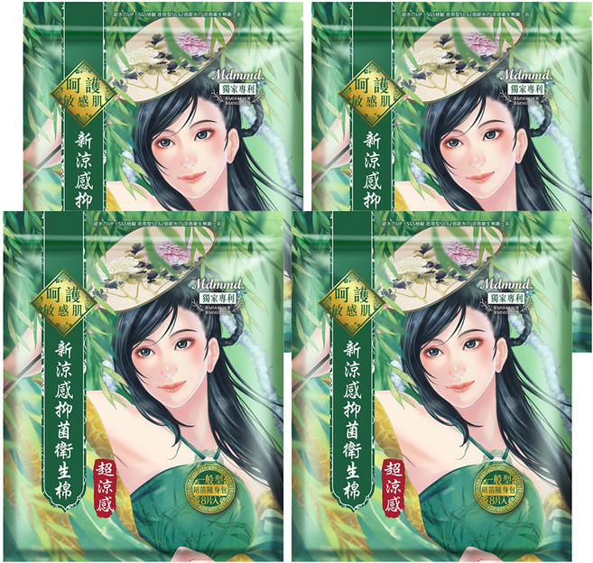 Mdmmd. 明洞國際 新涼感抑菌衛生棉 超涼感 專為台灣氣候設計 涼感持久8小時 0.2cm極薄透氣棉片, 一般型 24.5cm, 8片, 4包