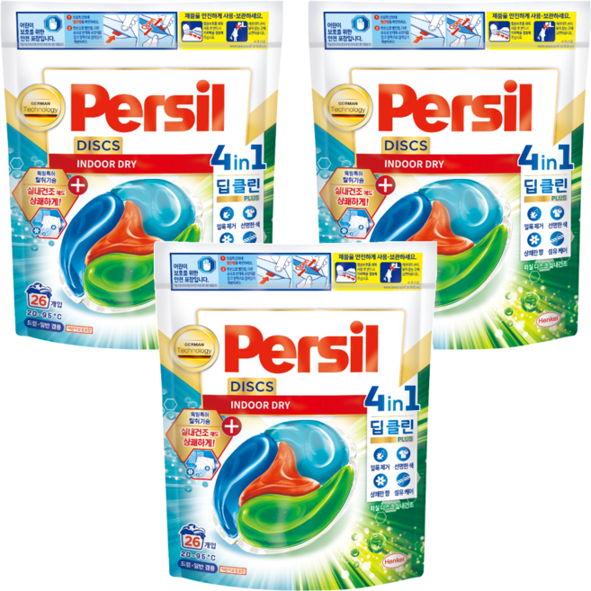 Persil 寶瀅 韓國原裝進口 全效能四合一強力洗衣膠囊 室內烘乾, 26顆, 3袋