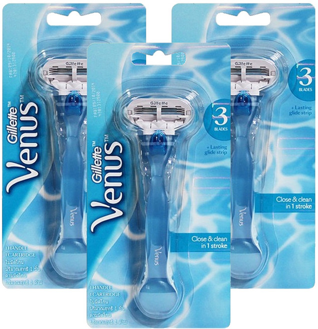 질레트 비너스 블루 면도기 여성용면도기, 1개입, 3개