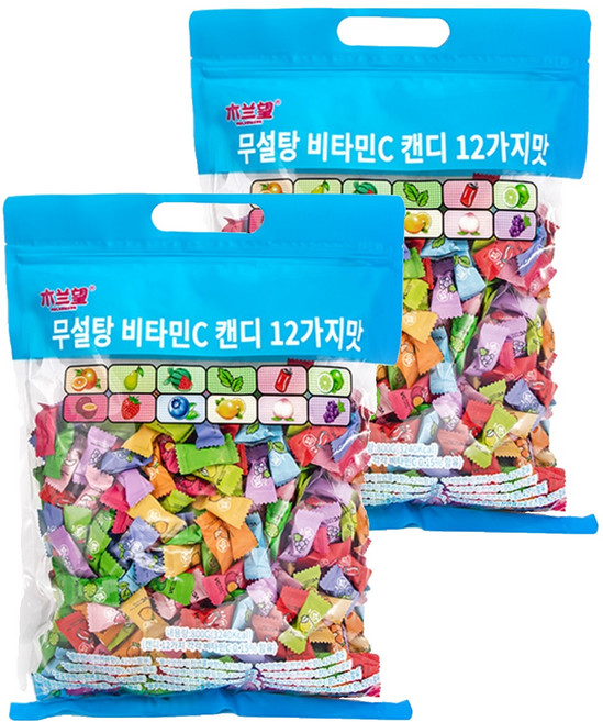 무란왕 무설탕 12가지맛 비타민C 민트 미니 캔디, 800g, 2개