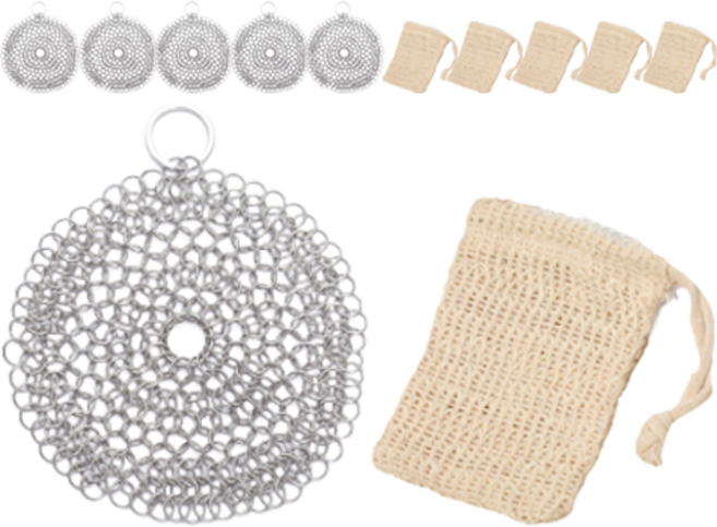 DASO 반영구 스테인리스스틸 원형 수세미, 1개입, 6개