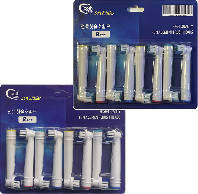 투스케어 오랄비 전동칫솔모 호환 리필모 일반용 8P + 프리시즌클린 8P, EB-17(일반용), EB-20(프리시즌), 1세트