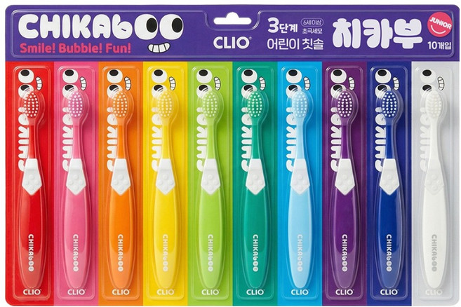 CLIO Chikabu 兒童牙刷 3階段, 混合色, 10入, 1套