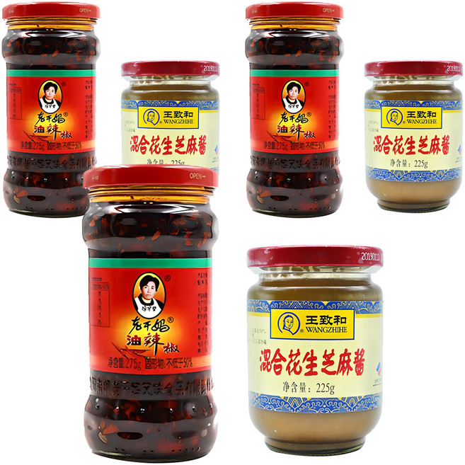 老干媽 油辣椒醬+花生芝麻醬, 500g, 3組