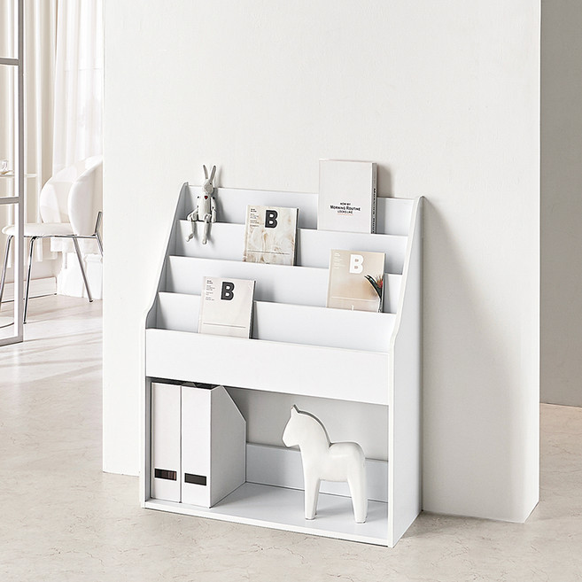 양지가구 전면 책꽂이, 백색, 4단