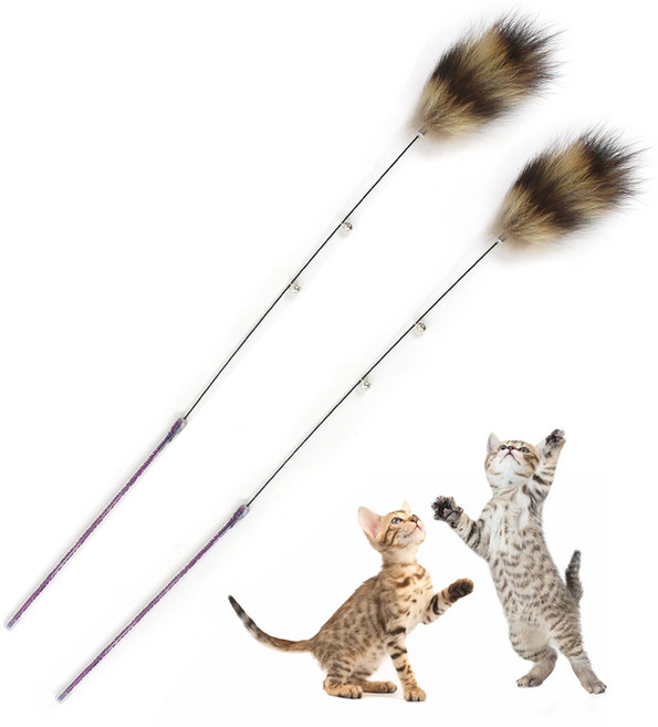 펫츠몬 플라잉 롱 와이어 밍크꼬치 스틱 낚시대 고양이 장난감, 랜덤발송(손잡이), 2개