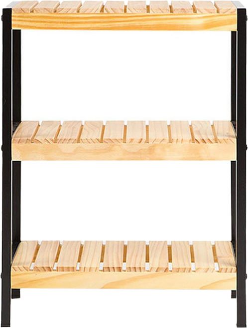 TREESTORE 鐵製多功能落地式層架 500, 實木 + 黑色, 3層