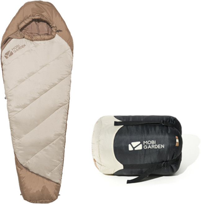 모비가든 4계절 머미형 침낭 1.6kg, 베이지, 1개