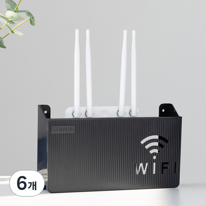 메이크마인 무타공 벽걸이 셋톱박스 선 정리함, 6개, 블랙