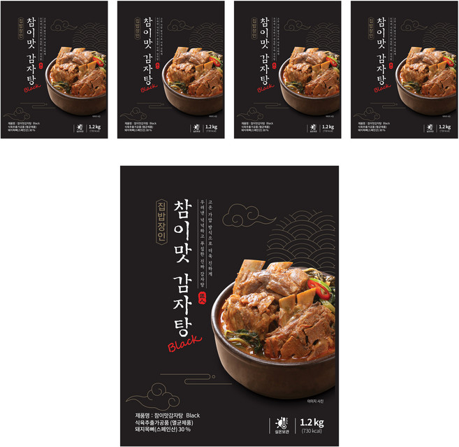 참이맛 감자탕 블랙, 1.2kg, 5개