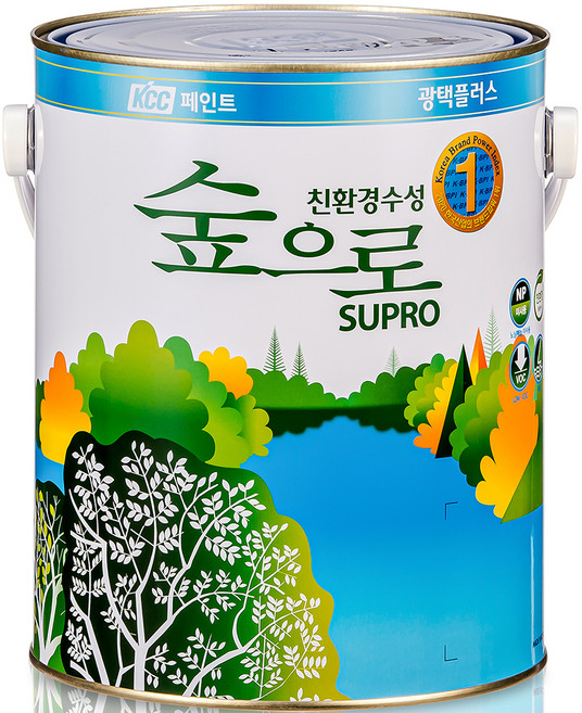 KCC숲으로 광택플러스 내부용 유광 수성페인트, 흑색, 4L, 1개