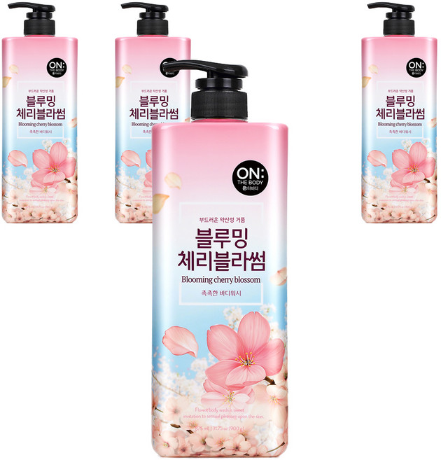 온더바디 플라워 약산성 퍼퓸 바디워시 체리블라썸향, 875ml, 4개