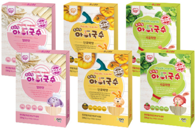 치키몽키 우리밀아이국수 버라이어티 3종세트, 일반맛, 시금치맛, 단호박맛, 2세트, 150g