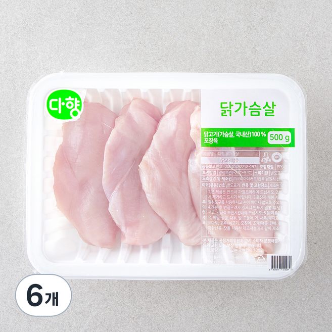 다향 닭가슴살 (냉장), 6개, 500g