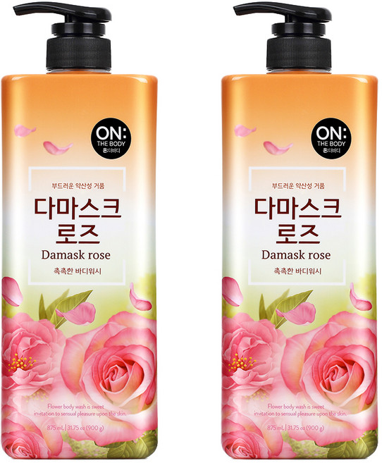온더바디 플라워 약산성 퍼퓸 바디워시 다마스크 로즈향, 875ml, 2개