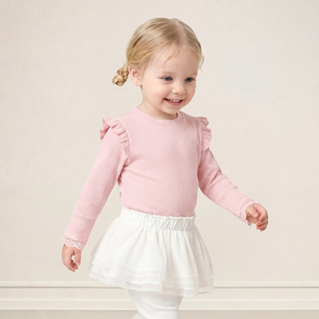 밀크마일 하트뿅 소프트 프릴골지 티셔츠