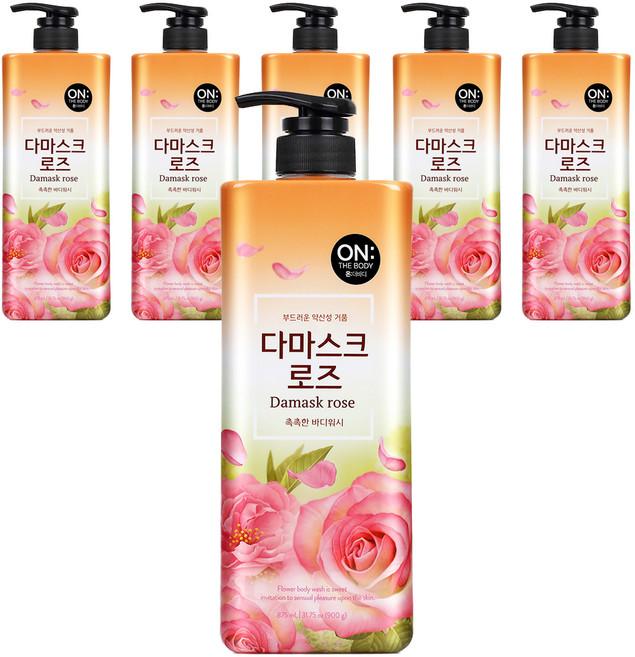 온더바디 플라워 다마스크 로즈 바디워시 꽃향, 900g, 6개