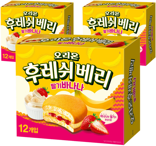 오리온 후레쉬베리 딸기바나나 12p, 348g, 3개