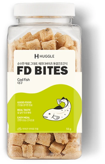 허글 반려동물 에프디바이츠 동결건조간식, 대구, 55g, 1개 - 쿠팡