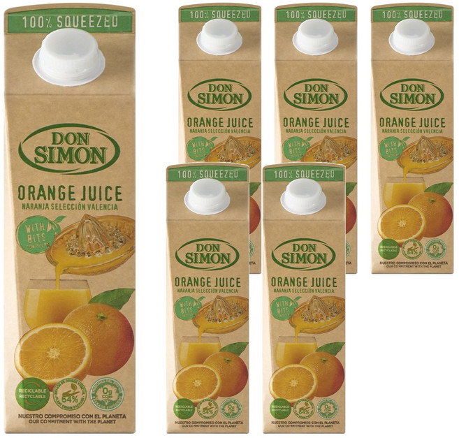 돈시몬 착즙 오렌지 주스, 1L, 6개