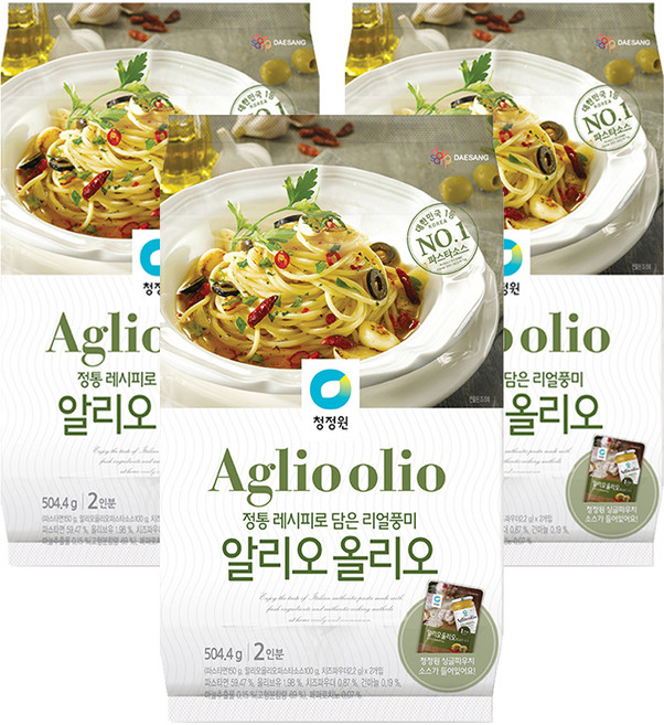 청정원 알리오 올리오 오일파스타, 504.4g, 3개