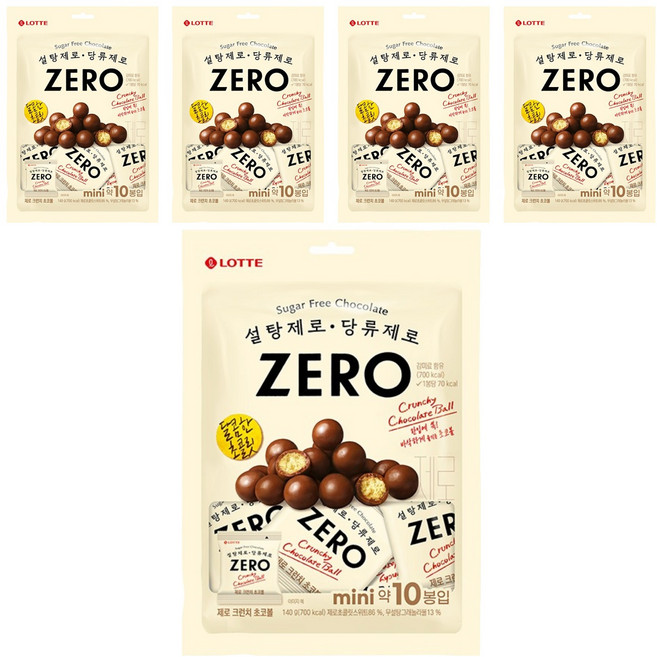 롯데제로 크런치 초코볼, 140g, 5개