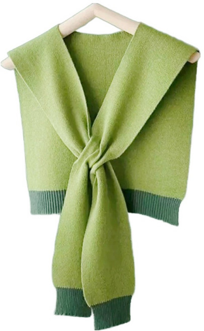 알로데 캔디 투톤 니트 어깨 숄 페이크 가디건