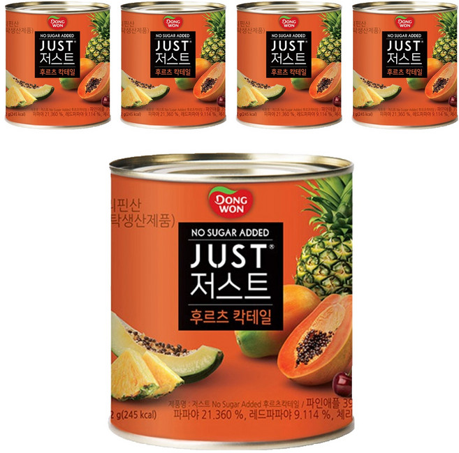 동원 JUST 저스트 노슈가 후르츠 칵테일 통조림, 5개, 822g