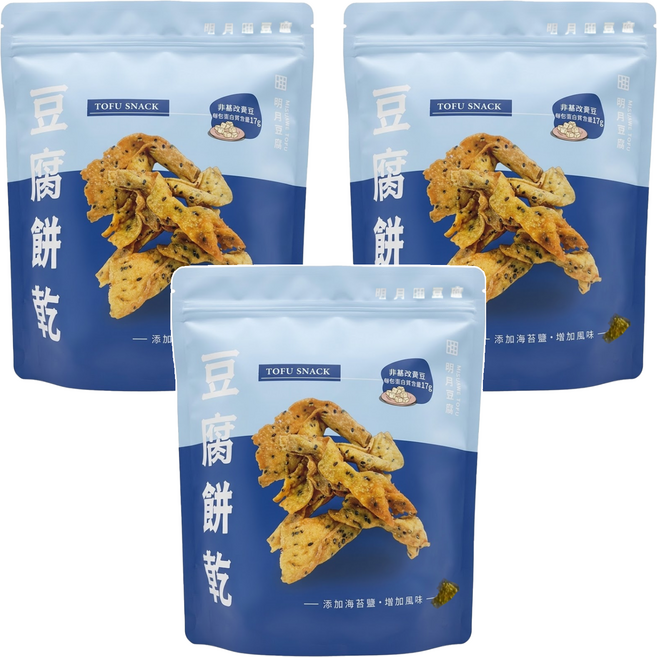 明月豆腐 豆腐餅 海苔口味, 3包, 150g