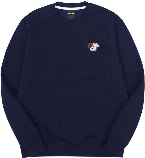 옥스타 남녀공용 미니미 로고 브로독 자수 특양면 맨투맨 2SSP025