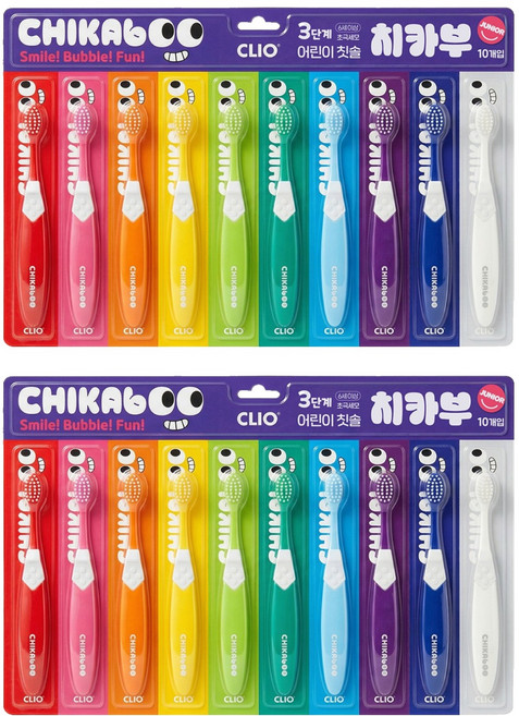 CLIO Chikabu 兒童牙刷 3階段, 混合色, 10入, 2套