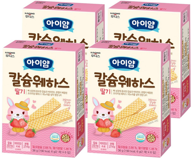 아이얌 칼슘웨하스, 딸기, 36g, 4개