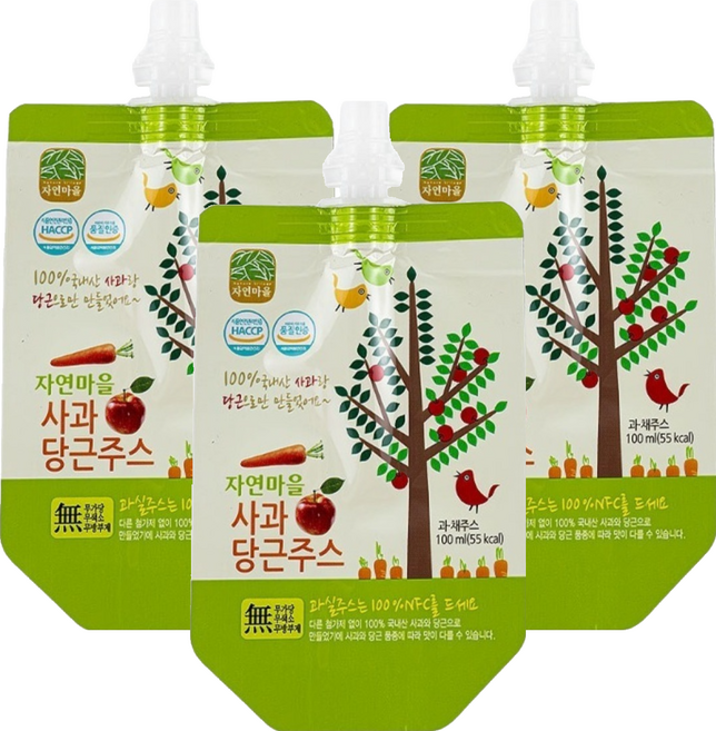 Nature Village 自然村 蘋果紅蘿蔔果汁, 100ml, 3包