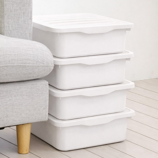 보노하우스 국내제조 레브 리빙박스 수납 정리함, 화이트, 4개