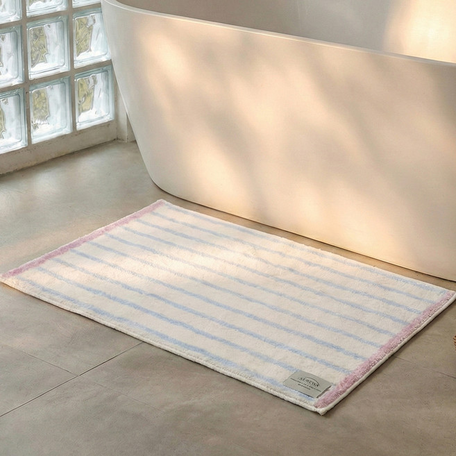 써뉴즈 인테리어 욕실 발매트, 스트라이프퍼플