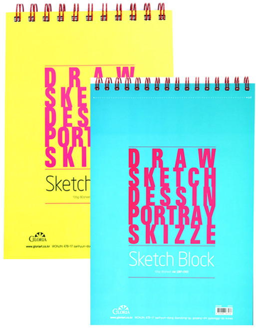 글로리아 스케치블럭 색상랜덤 105g, A4, 80매, 2개