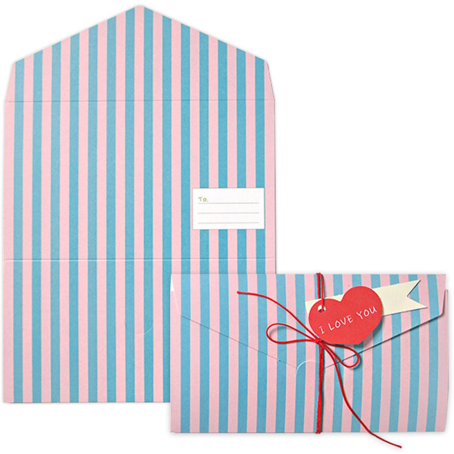 투영디자인 포인트 편지카드 5p 키트 세트, 세로스트라이프