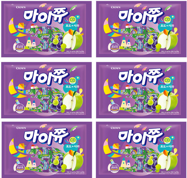 마이쮸 츄잉캔디 포도 사과, 720g, 6개