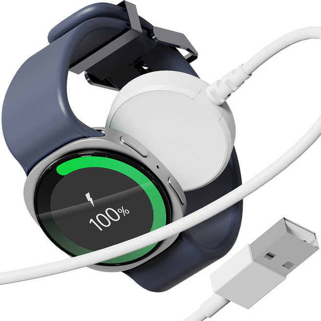 누아트 갤럭시워치 호환 USB타입 맥세이프 무선 충전기 케이블 충전독, 화이트, 1개