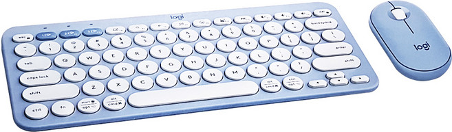 logitech 羅技 Pebble 2 Combo 無線藍牙鍵盤滑鼠組, YR0091 + MR0103, 天空藍, Mini (Compact/60%/75%)