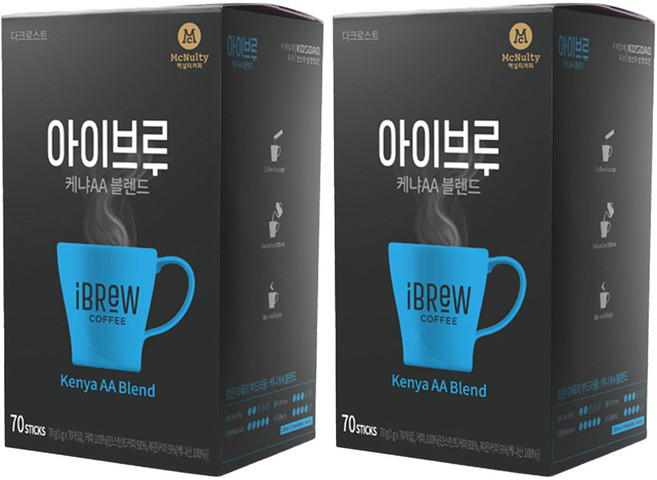 맥널티 아이브루 케냐AA 블렌드 다크로스트 커피믹스, 1g, 70개입, 2개