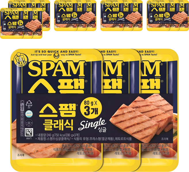 스팸 싱글 클래식, 80g, 18개